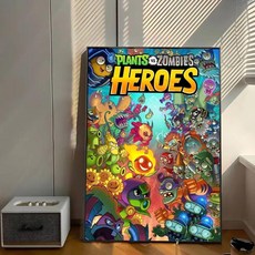 게임 식물 좀비 접착 아트 포스터 화이트페이퍼 스티커 룸 카페 벽장식, 4. z2