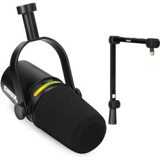 Shure 슈어 MV7+ Podcast 다이나믹 마이크 with Articulating Desktop Boom Arm. OBS Certified Enhanced 오디오 LED