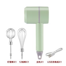 充電無線打蛋器電動奶泡器家用打發器攪拌迷你手持小型烘培打蛋機, 1個, 復古綠 錘型無線打蛋器雙棒:USB