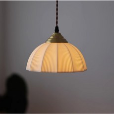 華燈惠 日式風復古玻璃吊燈 簡約褶皺燈罩 北歐田園風 餐廳咖啡廳吊燈, B款, B款