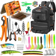 THKFISH 태클 박스가 있는 낚시 백팩 20L 방수 태클 슬링 백 루어 키트 피쉬 립 그리퍼 펜치 가위 남성 및 여성용 낚시 선물, 태클 박스가 있는 블랙 낚시 백팩
