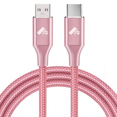아이오네우스 USB to C타입 3A 고속 충전 데이터 전송 케이블 RE-CB-DT, 1개, 분홍색, 2m