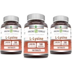 [정품보장]어메이징 뉴트리션 L 라이신 1000mg Amazing Nutrition 180정 X 3병 X 1병, 3개