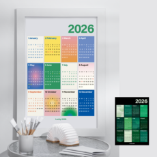 2026년 벽걸이 그래픽 인테리어 포스터 달력 연력 한장달력 캘린더 새해선물, 화이트