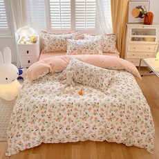 개웃기냥 예쁘고 화사하고 큐티한 이불커버+침대시트+베개커버 세트 부드러운 사계절 침구 세트