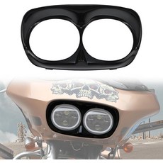 로드 글라이드용 럭세모토 헤드라이트 베젤 할리 데이비슨 투어 글라이드 1998-2013 액세서리용 블랙 모터사이클 베젤 커버 스콜 아우터 페어 트림 확장, 1개