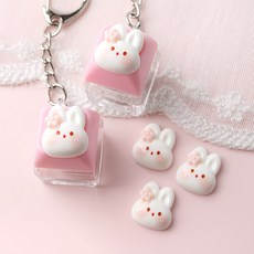 비즈아이 [6424-24]아크릴 키캡파츠 탑꾸재료 벚꽃토끼 13x15mm 1개