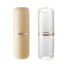 여행용 칫솔 컵 케이스 칫솔 여행 컨테이너 휴대용 여행 칫솔 홀더 치약 보관 학교 캠핑 출장 욕실용 (화이트 옐로우), 화이트, 옐로우