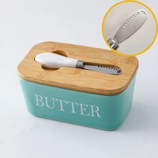 버터통 세라믹 버터 650ml 화이트 나이프 접시 카페 레스토랑 세트 그릇, 1개, G. 그린 600ml 버터 박스