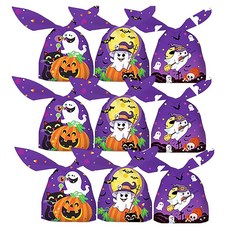 YIHUANYIFA 할로윈 간식 가방 50개 재사용 가능한 파스텔 토끼 긴 귀 캔디 쿠키 선물 가방 트위스트 타이 클로저 포함 파티 장식 용품용 (할로윈 C 50피스), 할로윈 C 50개