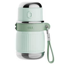 AKS 316 스테인리스 스틸 레트로 휴대용 보온병, 1개, 그린, 450ml