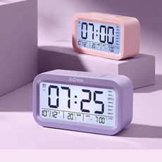 昕科 電子鬧鐘 語音播報 夜光 充電, 1個, 一組鬧鈴電池款帝王紫, 帝王紫, 一組鬧鈴電池款
