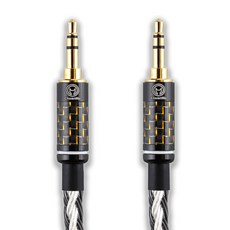 川木 AUX 3.5mm 公對公 7N單晶銅鍍銀 W168 對錄線 車載手機電腦耳機音響 音頻線 音訊線, 銀黑 1米, 1個