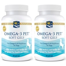 노르딕 내추럴스 펫 포 도그 반려견 오메가3 반려동물 영양제 330mg 90소프트젤 2통, 90정, 2개