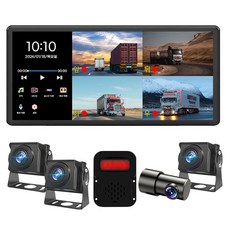 4채널 후방카메라 화물차용 블랙박스 Ai스피커포함 풀세트 X4 10.36인치 AHD 와이드 1년As 128GB 포함
