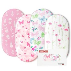 Gllquen Baby 아기 침대 시트 4팩 통기성이 좋고 아늑한 매트리스 커버 신축성 있는 여행용 아기 침대 패셔너블한 패턴 표준 크래들 안전 시트 남아 여아용 81.3, 32 인치 x 16 인치, 나비