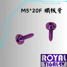 ROYAL TIGALAY M5*20F 鐵板牙 鈦合金螺絲 飛碟頭 皇家紫, 1個