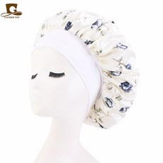 나비꽃 로즈 플라워 새틴 실크 수면 헤어 밴드 터번 헤어캡 나이트캡 S874, 1개, 로즈화이트