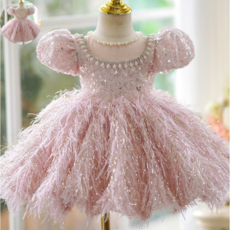 하와즈 진주 크리스탈 공주풍 핑크 드레스 연주회 파티 원피스