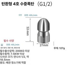 하수구노즐 고압 청소 배관 스텐 세척 회전 파이프 압력, 기본 모델명/품번, 불렛 헤드 앞 1 6 내부 2 40l