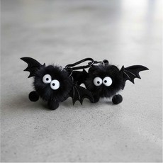 할로윈 박쥐 키링 부드러운 촉감 할로윈 폼폼이 박쥐 키링 인형 가방 열쇠고리 할로윈 소품, GS002941 폼폼이박쥐키링 블랙