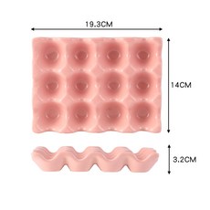 브랜드없음 트레이 계란 받침 세라믹 상자 에그홀더, 12칸 에그 핑크, 기본 색상