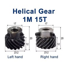 1개 1Mod 15T 1M 왼쪽 오른쪽 구멍 기어 mm 왼손잡이용 모터 45도 헬리컬 81 인터레이스, 1pc right hand, 1M 15 teeth 12mm