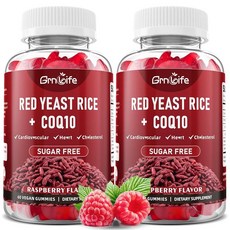 Coq10 젤리가 포함된 레드 이스트 라이스 2팩 효모 쌀 보충제 무설탕 라즈베리 맛 120개, Coq10 젤리가 포함된 레드 이스트 라이스 2팩, 효, 1g, 1개