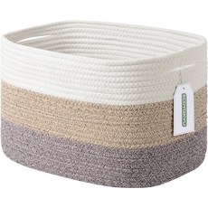 ECDYQXVU 면 로프 보관 바구니 15x10x9 인치 선반 옷 수건 책 세탁용 내구성 있고 스타일리시한 그라데이션 블랙/ (1팩), Gradient Brown, 1 Pack, 1개