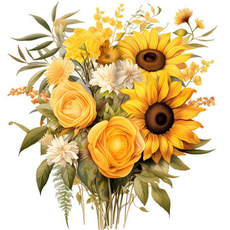 월간리빙 꽃 해바라기 포인트 벽지 스티커 3개, 해바라기 꽃다발