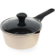 廚房藝術現代米色IH高級炊具單醬鍋, 米色, 18cm