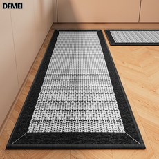 DFMEI 廚房地墊吸水吸油家用防滑腳墊防水防油免洗可擦耐髒地毯編織墊子, 1個, 多尼爾橡膠底廚房墊-編織黑色