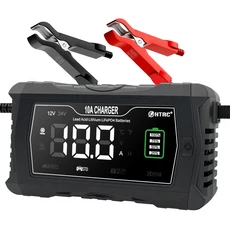 오토바이 리튬 LiFePO4 납산 AGM 젤 습식 자동 Pluse 수리 충전기에 대 한 HTRC 10A 12V 배터리, 03 EU PLUG, 01 Black