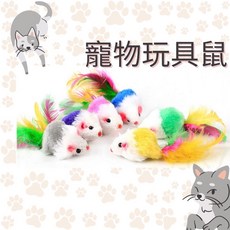 AR7 逗貓玩具老鼠 彩色羽毛設計 貓咪互動玩伴, 1個, 彩色