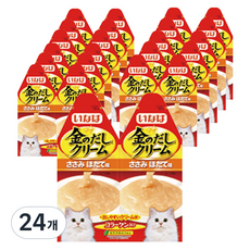 이나바 고양이 금빛육수 크림 파우치 간식 2p, 혼합맛(닭가슴살/가리비), 60g, 24개