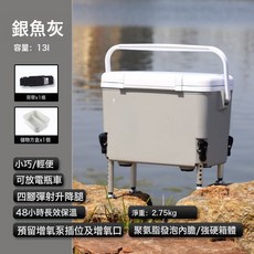 釣箱全套2025新款小型可坐便攜13升便迷你多功能釣魚箱免安裝, 1個, 13L銀魚灰【配揹帶/儲物盒】