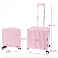 킬제이 접이식 폴딩카트 특대형 4바퀴 쇼핑카트 캠핑용 손수레 장바구니 뚜껑포함 프리미엄 핸드카트, 1개, 핑크(플라스틱4륜)