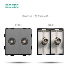 BSEED 벽 조명 기능 TV 소켓 패널 유리 부품 스위치 CAT5 EU 콘센트 전원 DIY 회색 USB, 220V용, Double TV Part