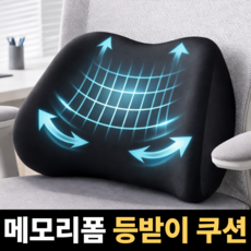 라인오브 메모리폼 허리 등받이 쿠션, 블랙(black)