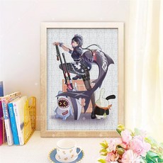 艾蓮喬木質拼圖 200片 300片 500片 鯊魚妹木質拼圖 拼圖框 桌面擺件 交換禮物 生日禮物 畢業禮物, 1個, 2,25*35（含框）200片