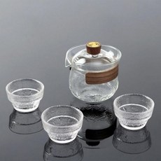 보이차 세트 휴대용 3인 내열유리 다기 여행용 찻잔 pre+271kA