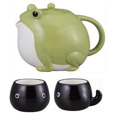 sun art 青蛙與蝌蚪茶具組, 混合色, 茶壺1入+茶杯2入, 1個