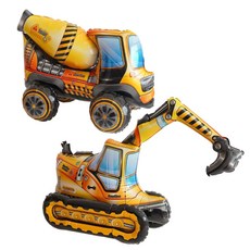 스마일파티 4D 입체 자동차 중장비 풍선 생일 파티, 2개, 포크레인+레미콘