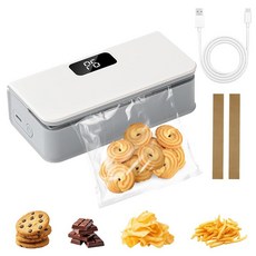 미니 Bag Sealer Rechargeable Heat with LED Power Display 2 In 1 & Cutter 6 조절가능 Levels 휴대용(경량) Res, 미니 Bag Sealer Rechargeable Hea