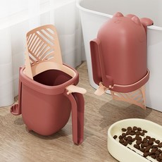 新款一體式貓砂鏟 粉色-貓砂鏟+盒, 1個, 粉色-2個-貓砂鏟+盒