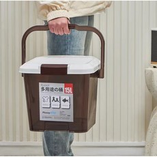 加厚可坐手提塑膠釣魚桶/洗車水桶/工具箱, 1個, 小號透明咖色+白蓋（16L）