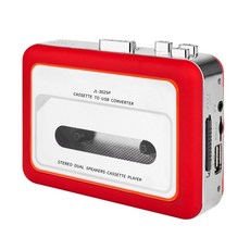 휴대용 카세트 플레이어 독립형 USB 카세트에서 MP3로 음악 카세트 변환, 빨간.