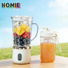 HOMIE 초고속 무선 믹서기 휴대용 USB 충전믹서기 아웃도어 여행필수, 흰색, SJK