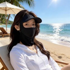 夏季新款防曬帶帽檐遮陽面罩女 全臉護頸防紫外線騎行臉基尼口罩