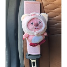 잔망루피 안전벨트 커버, 1개, 핑크 꿀꿀이